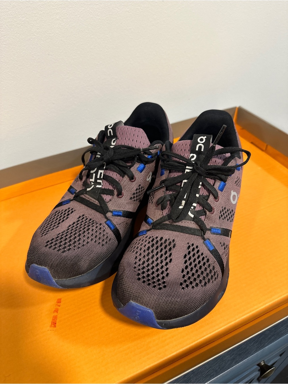 On Running Women's Athletic Shoes - Plum with Black & Blue Accents